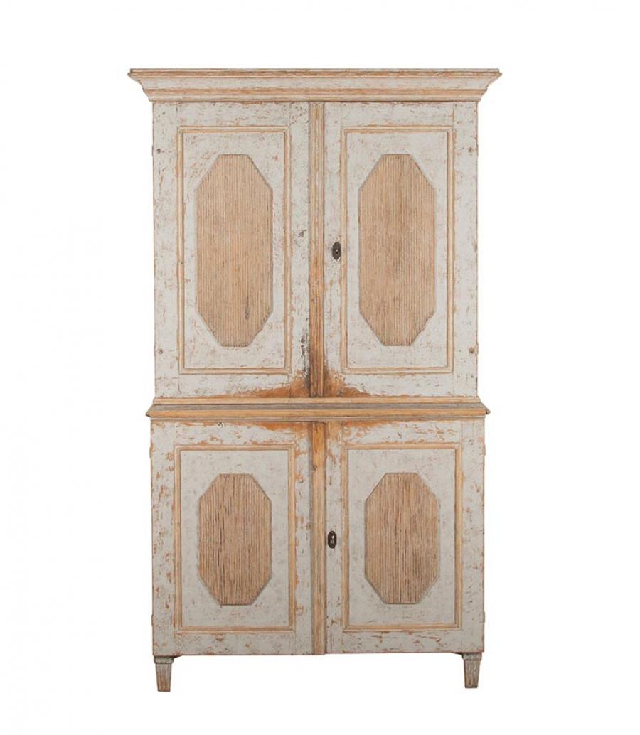 19th Century Swedish Two Part Gustavian Cabinet